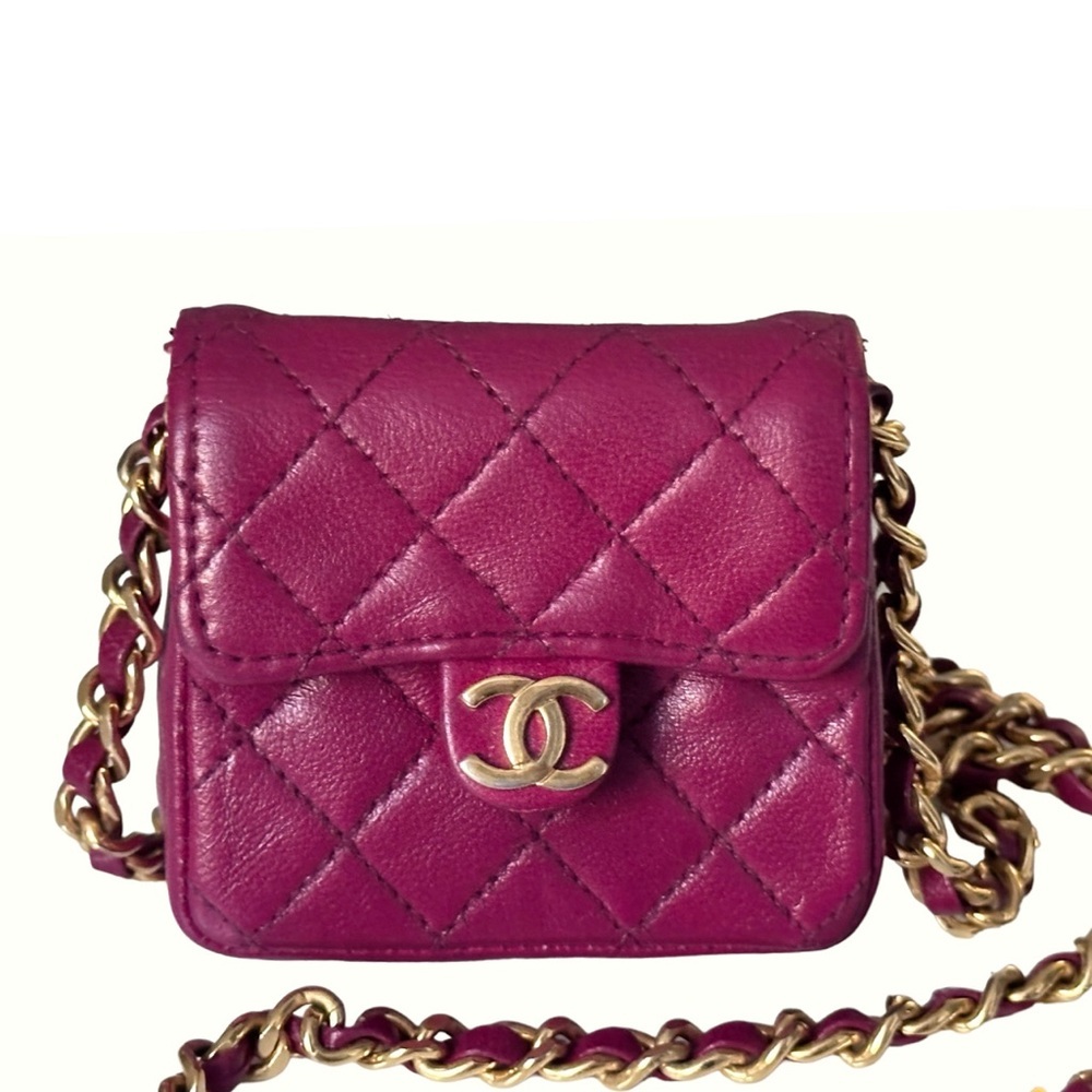 CHANEL Vintage Micro Pink Quilted Lambskin Half Flap Bag RARE - Picture 3 of 14